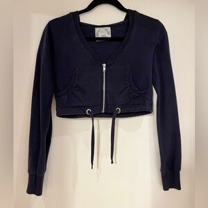 Cropped zip up hoodie with drawstring (vintage)